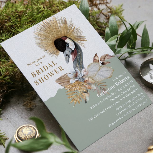 Watercolor Floral Bird Gold Glitter Bridal Shower  Invitation (Creator Uploaded)