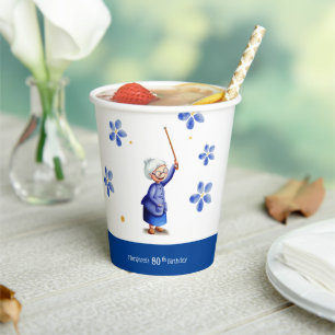 Watercolor Floral Birthday Paper Cups