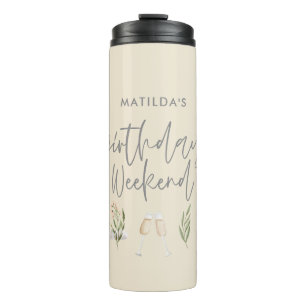 Watercolor floral birthday weekend thermal tumbler