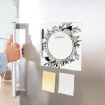 Watercolor Floral Black and White Office Dry Erase Board<br><div class="desc">customise with your own text; circular border is faux gold foil,  not real</div>