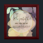 Watercolor Floral Black Bridesmaid Proposal Box<br><div class="desc">Chic,  elegant,  botanical chic black Bridesmaid proposal box with watercolor blush pink and purple flowers.</div>