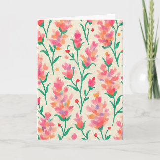 Watercolor Floral Blank Greeting  Card