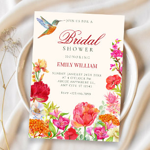Watercolor floral bloom bridal shower invitation