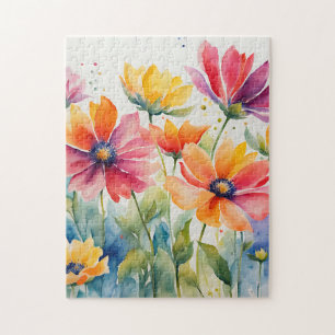 Watercolor Floral Bloom Jigsaw Puzzle