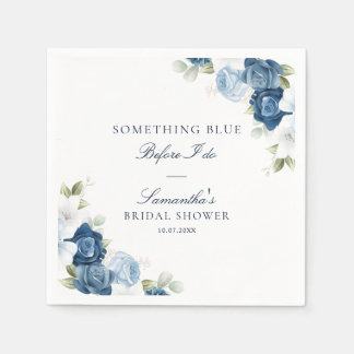 Watercolor Floral Blue Before I Do Bridal Shower Napkin