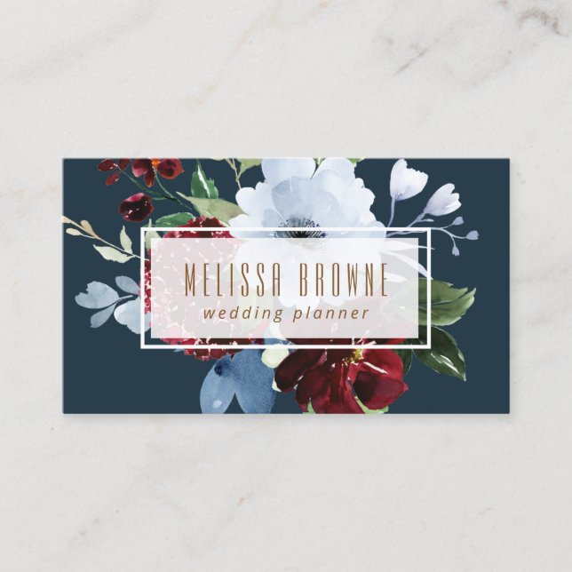 watercolor floral blue elegance card (Front)