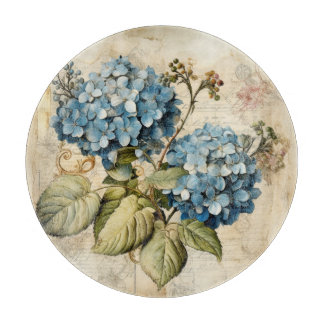Watercolor Floral Blue Hydrangea Cutting Board