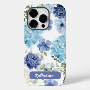 Watercolor floral blue hydrangea stylish Case-Mate iPhone 14 pro case