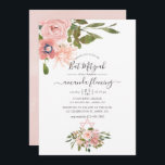 Watercolor floral Blush and Rose Gold Bat Mitzvah Invitation<br><div class="desc">Trendy blush pink and rose gold floral bat mitzvah invitation with elegant handwriting typography customisable to your event specifics.</div>