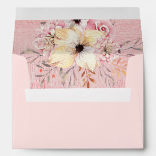 Watercolor Floral Blush Pink 5x7 Wedding Envelope