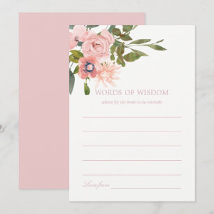 Watercolor floral Blush Pink Bridal Shower Advice Invitation