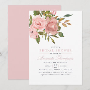 Watercolor floral Blush Pink Bridal Shower Invite