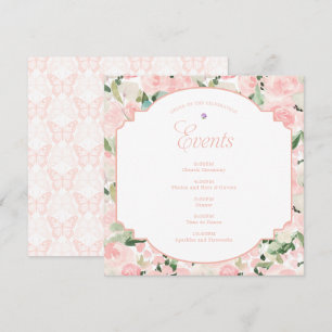 Watercolor Floral Blush Pink Butterfly Party Programme