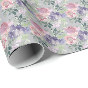 Watercolor Floral Blush Pink Lavender Purple  Wrapping Paper