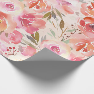 Watercolor Floral Blush Pink Pattern Elegant Wrapping Paper