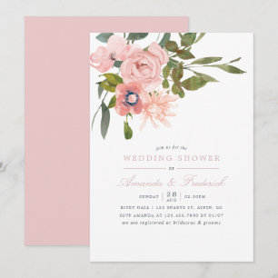Watercolor floral Blush Pink Wedding Shower Invite