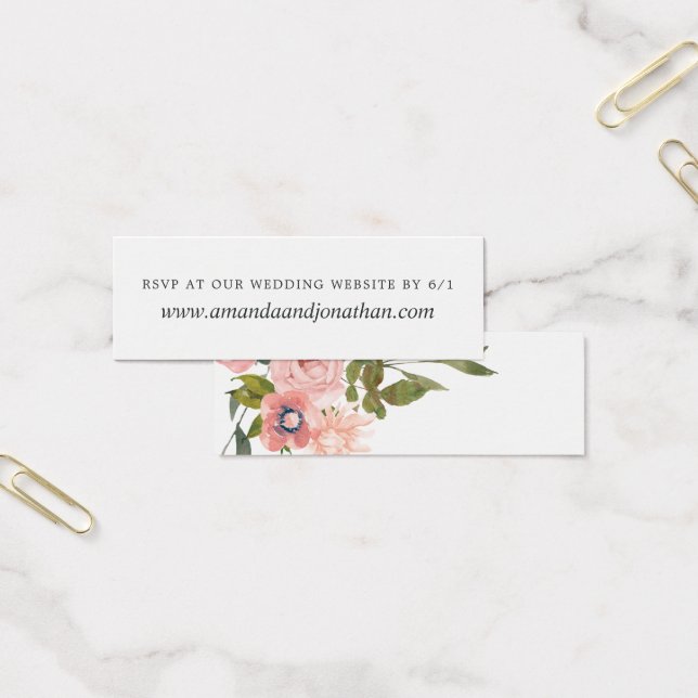 Watercolor floral Blush Pink Wedding website RSVP (Office)