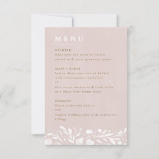 Watercolor Floral Blush Wedding Menu