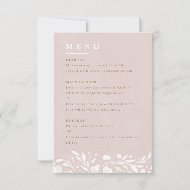 Watercolor Floral Blush Wedding Menu (Front)