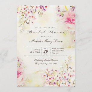 Watercolor Floral Boho Bridal Shower Invite