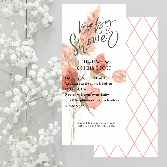Watercolor Floral Boho Girl Baby Shower Invitation (Creator Uploaded)