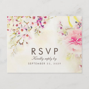 Watercolor Floral Boho Music Select RSVP Postcard