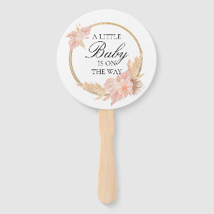 Watercolor Floral Boho Pink Baby Shower Hand Fan