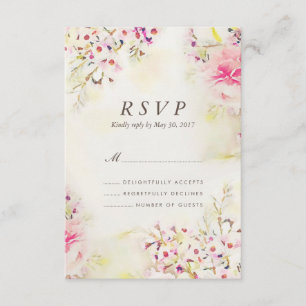 Watercolor Floral Boho Vintage Wedding RSVP Card