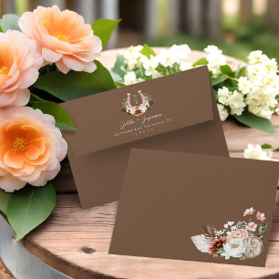Watercolor Floral Boho Western Horseshoe Monogram Envelope