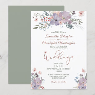 Watercolor Floral Boho Wildflowers Wedding Invitation