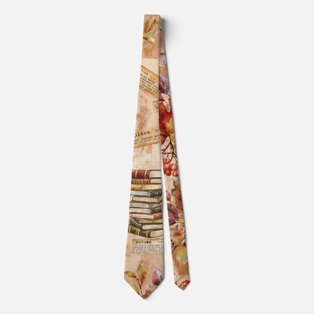 Watercolor Floral Book Lover Autumn Tie (Front)