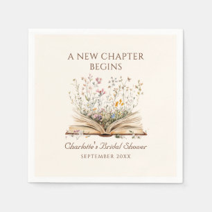 Watercolor Floral Book New Chapter Bridal Show Napkin