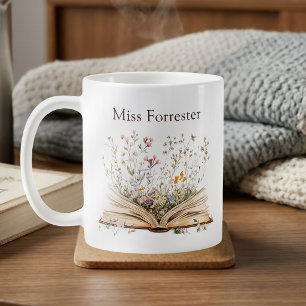 Watercolor Floral Book Teacher Appreciation  Coffee Mug