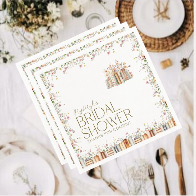 Watercolor Floral Book-Themed Floral Party  Napkin (Creator Uploaded)