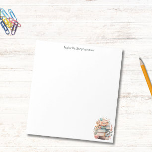 Watercolor Floral Books Personalised Book Lover Notepad
