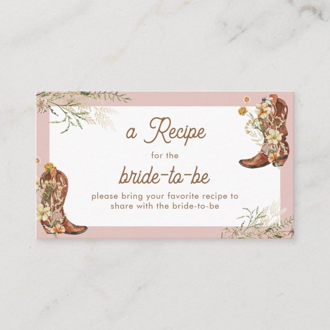 Watercolor Floral Boots & Brunch Bridal Shower Enclosure Card (Front)