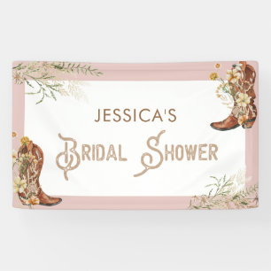 Watercolor Floral Boots & Bubbly Bridal Shower Banner