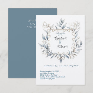 Watercolor Floral Border wedding Invitation