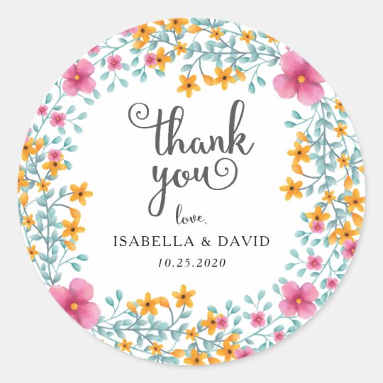 Watercolor Floral Border Wedding Sticker