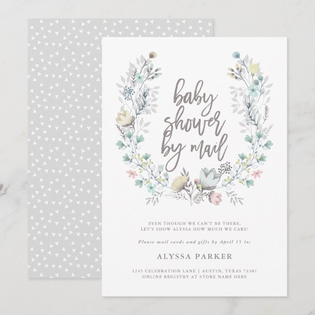 Watercolor Floral Botanical | Baby Shower by Mail Invitation (Front/Back)