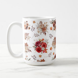 watercolor floral botanical fall autumn pattern coffee mug