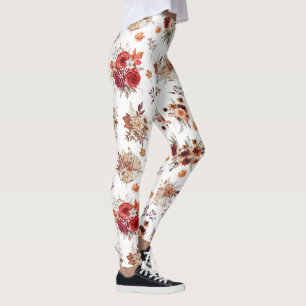watercolor floral botanical fall autumn trendy leggings