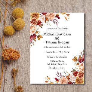 watercolor floral botanical fall autumn wedding postcard