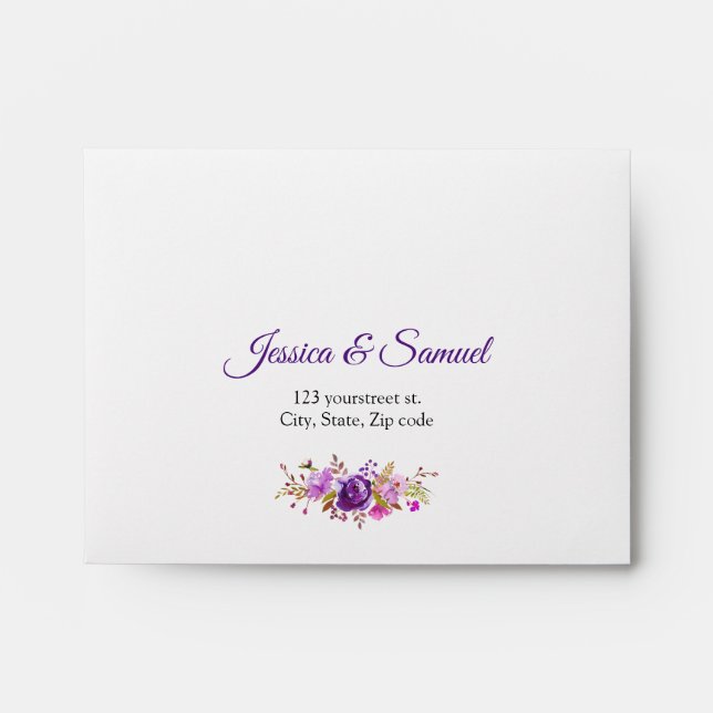 Watercolor floral botanical garden Wedding RSVP Envelope (Front)