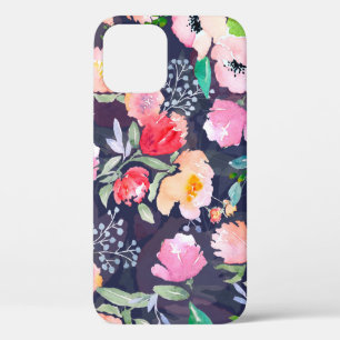 Watercolor floral botanical pattern and seamless b iPhone 12 case