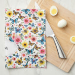 Watercolor floral botanical pattern monogrammed tea towel<br><div class="desc">Watercolor floral botanical pattern monogrammed kitchen towel.
Add your own monogram to personalise.</div>