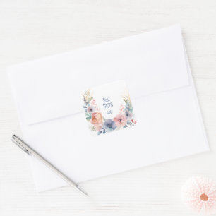 Watercolor Floral Botanical Romantic Square Sticker
