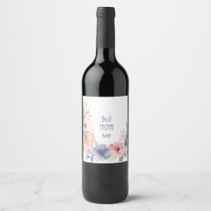 Watercolor Floral Botanical Romantic Wine Label