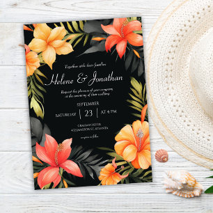 Watercolor Floral Botanical Tropical Wedding Invitation