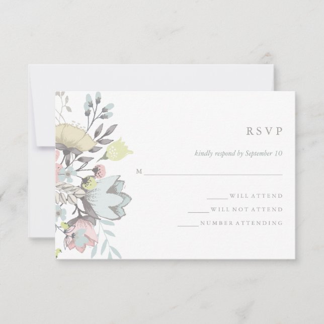 Watercolor Floral Botanical Wedding RSVP (Front)